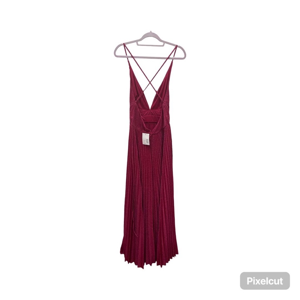 Medium Burgundy red sparkly dress - v neck